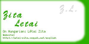 zita letai business card